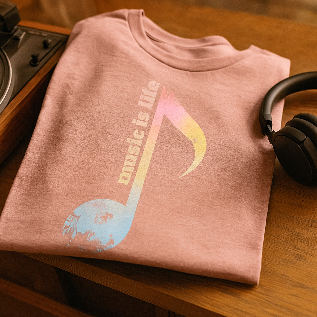 “Music Is Life” Tee – Watercolor Vibe Edition